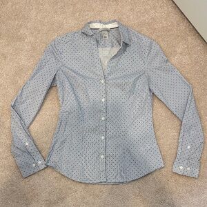 H&M Blue Polka Dot Button Down Shirt